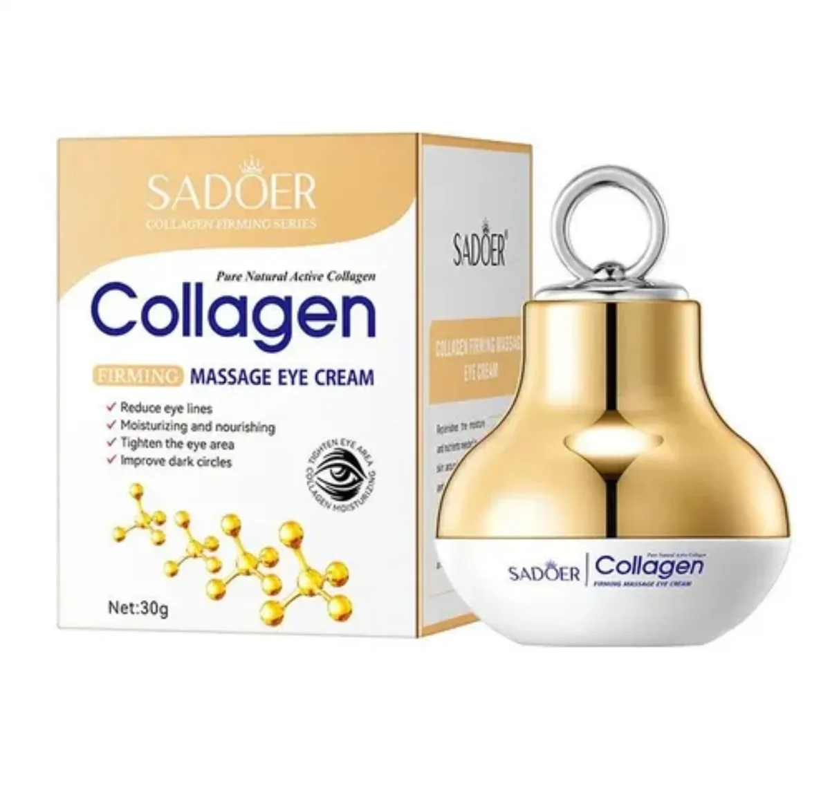 SADOER Collagen krem pod oczy z kolagenem 30g z aplikatorem do masażu