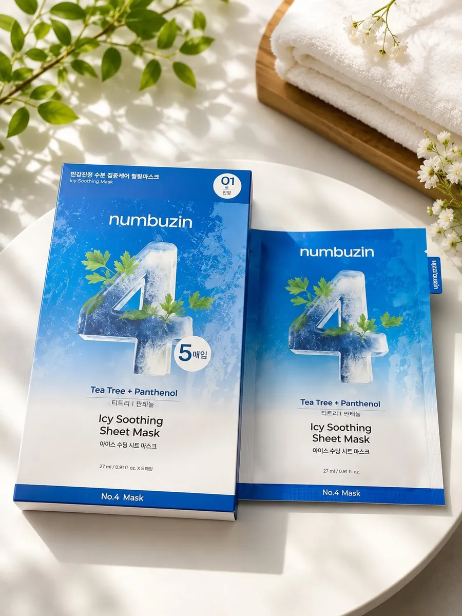 Numbuzin Icy Soothing Sheet Mask z Drzewem Herbacianym i Pantenolem