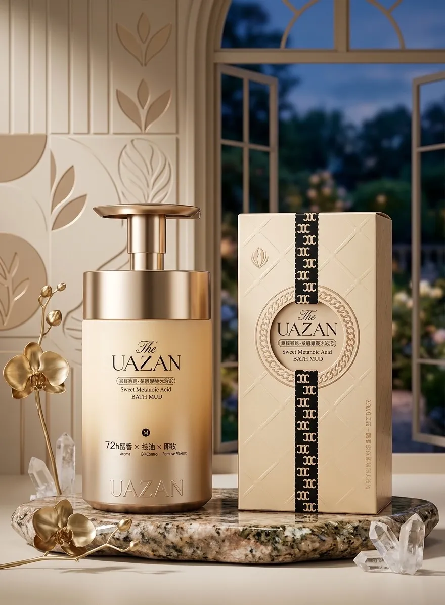 UAZAN Sweet Metanoic Acid Bath Mud luksusowy żel pod prysznic beżowo-złoty
