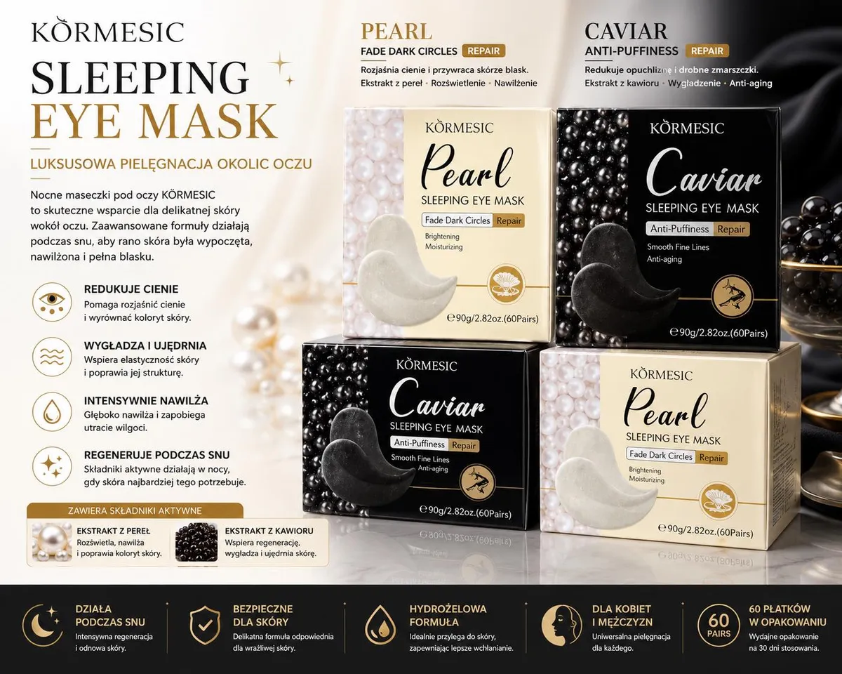 Körmesic Hydrożelowa Maska Pod Oczy Pearl i Caviar 60 par