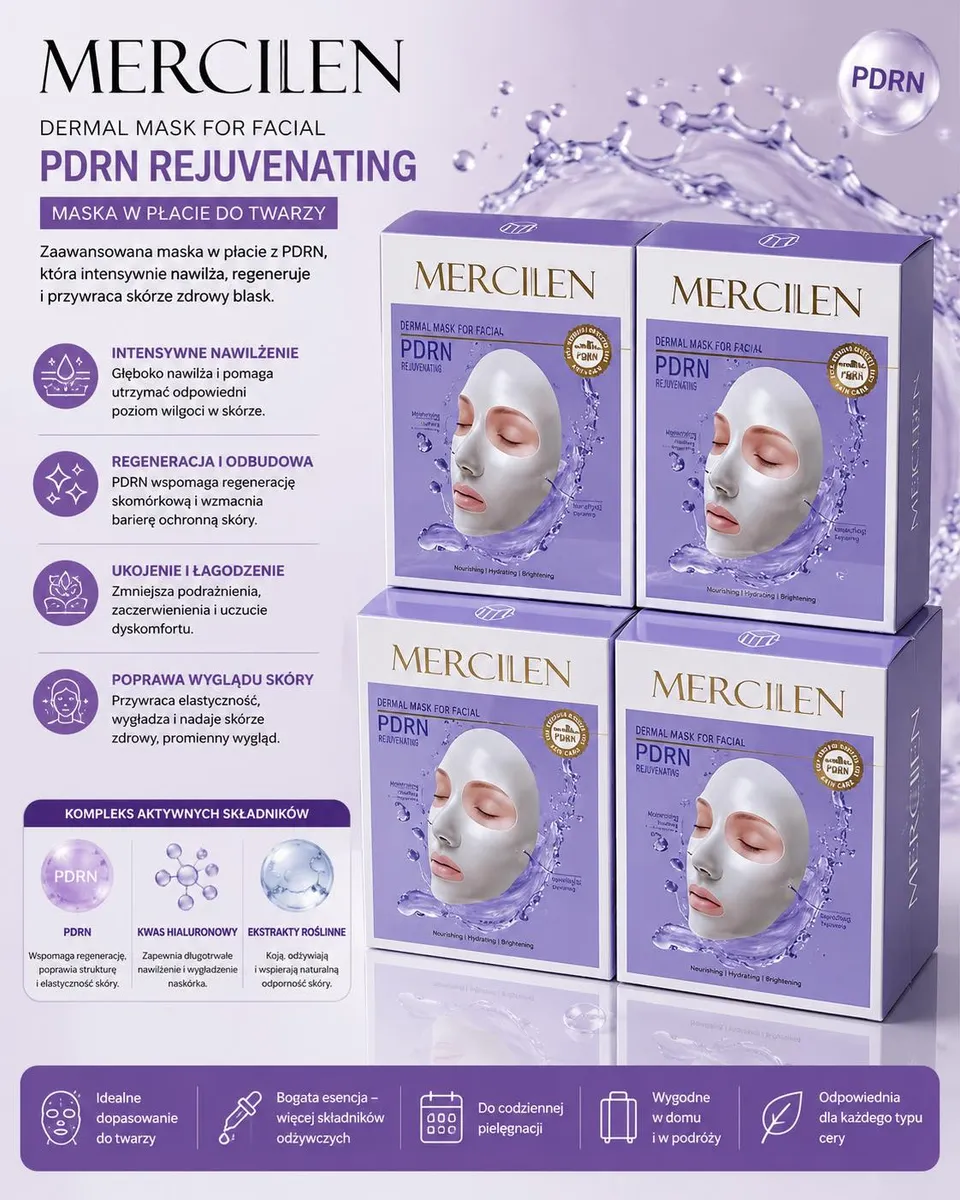 Mercilen PDRN Rejuvenating Maska w Płacie do Twarzy Nawilżająca