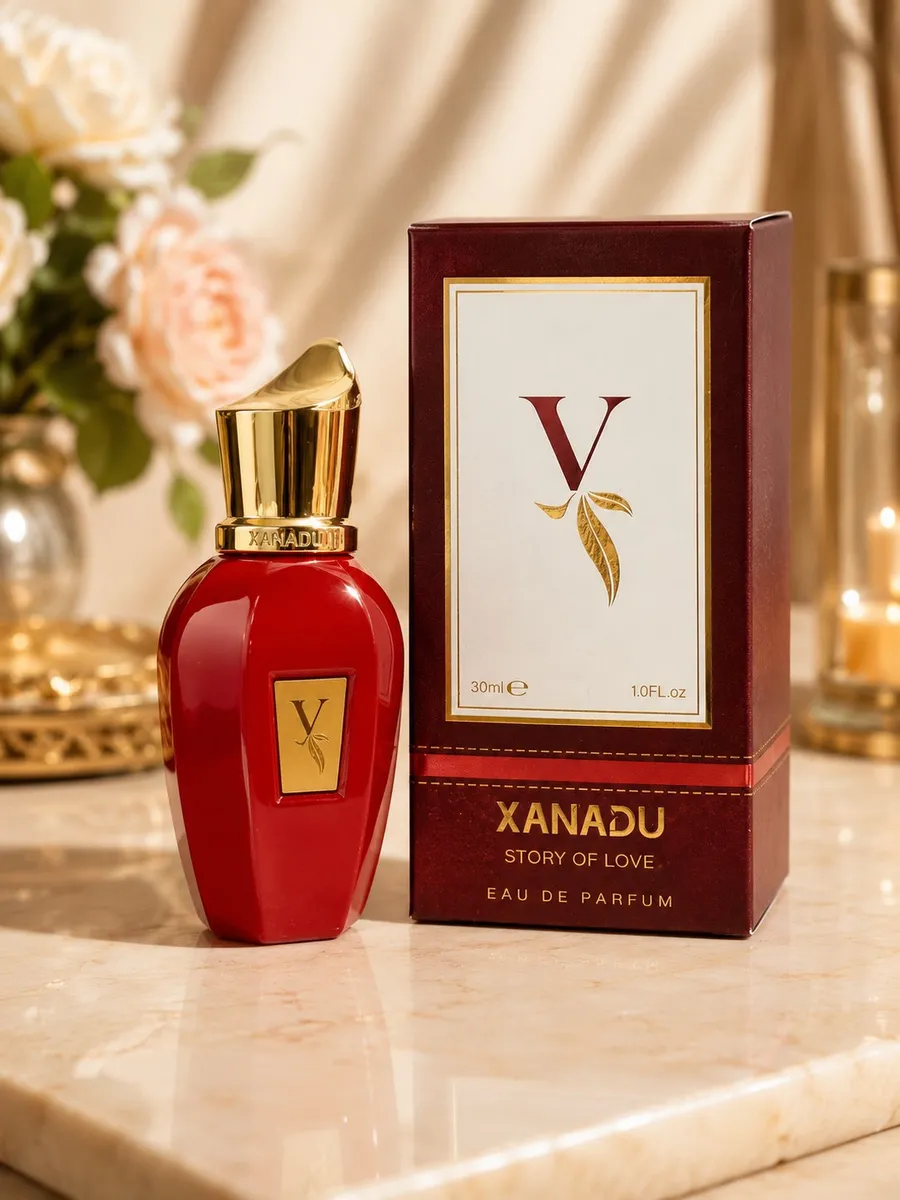 Perfumy Xanadu Story of Love 30ml czerwień i złoto