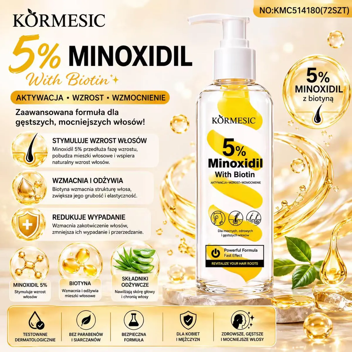 Körmesic Minoxidil 5% z Biotyną serum do włosów