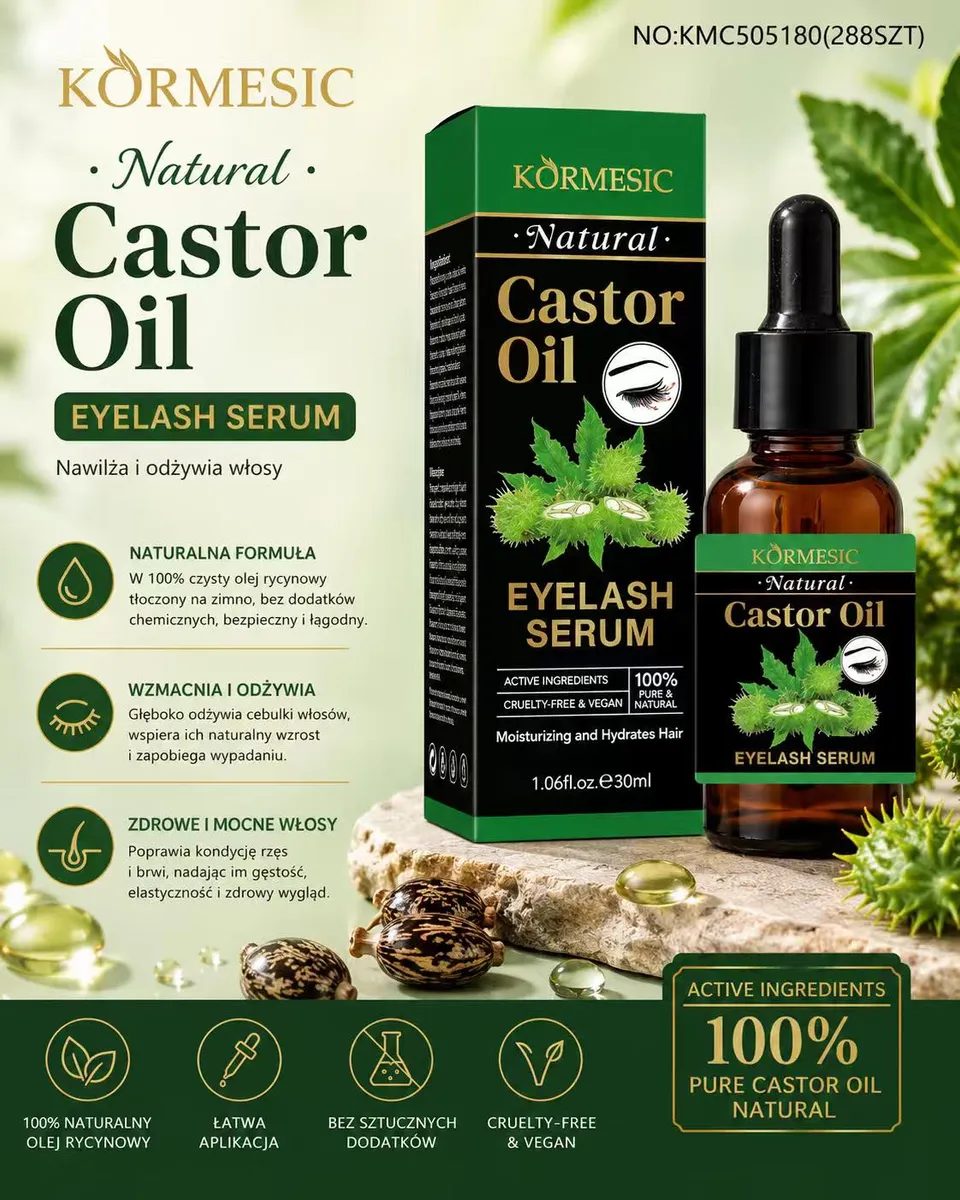 Kormesic Natural Castor Oil Serum do Rzęs 30ml Olej Rycynowy