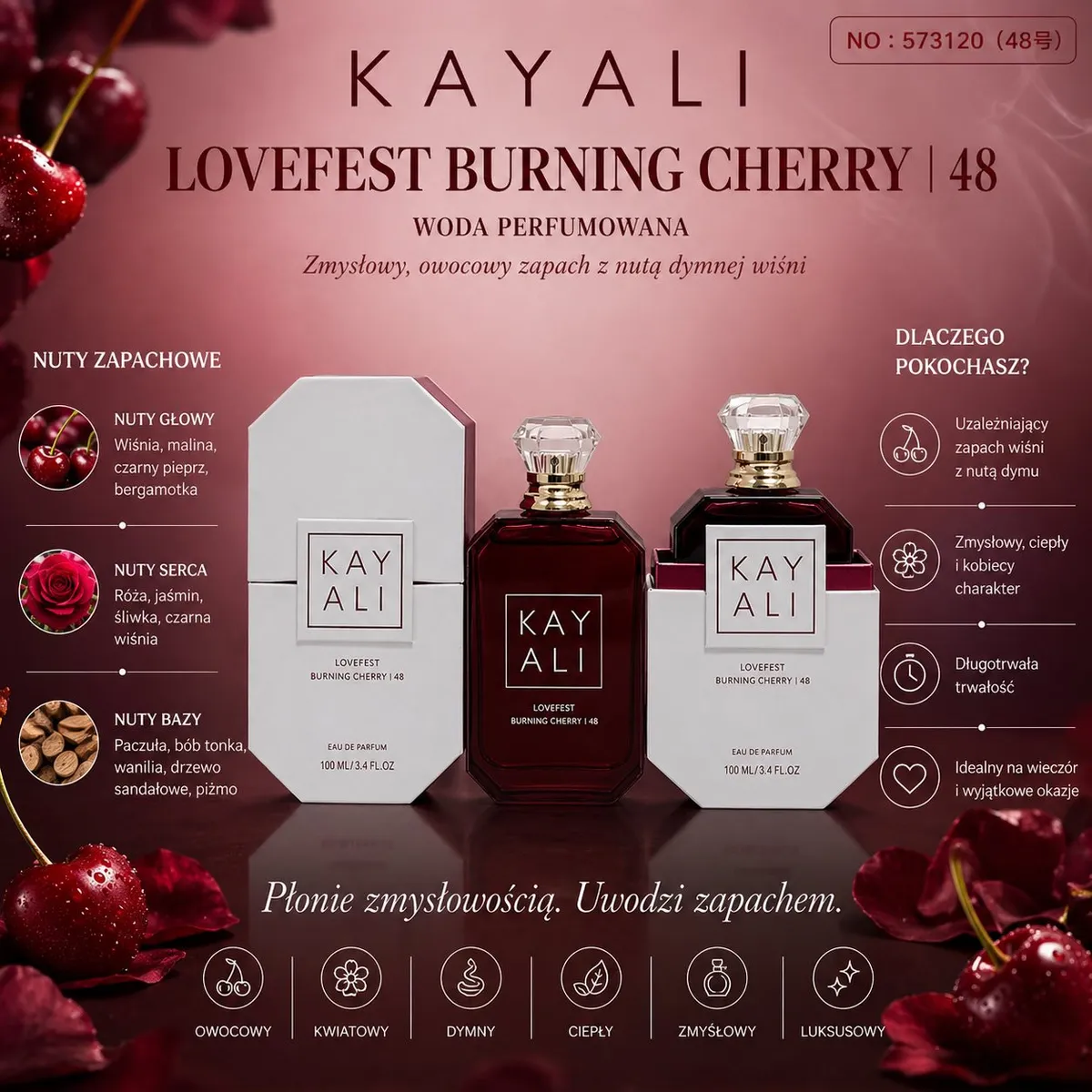Kayali Lovefest Burning Cherry 100ml woda perfumowana damska