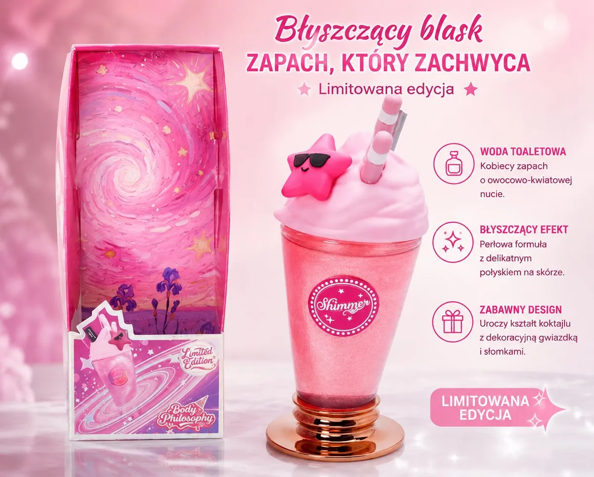 Woda Toaletowa Yum Yum 200ml o Owocowo-Kwiatowym Zapachu z Błyszczącym Efektem