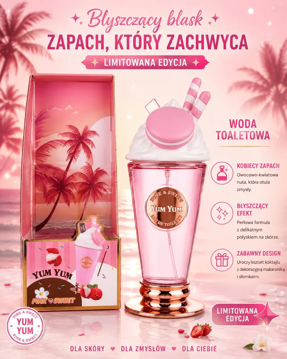 Woda Toaletowa Yum Yum 200ml z perłowym blaskiem i owocowo-kwiatowym zapachem