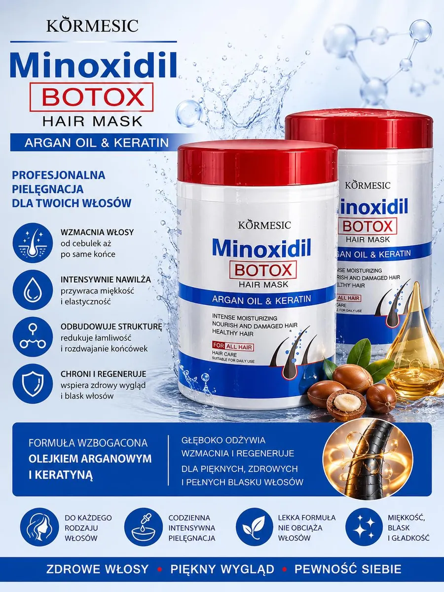 Körmesic Minoxidil Botox Hair Mask z olejkiem arganowym i keratyną
