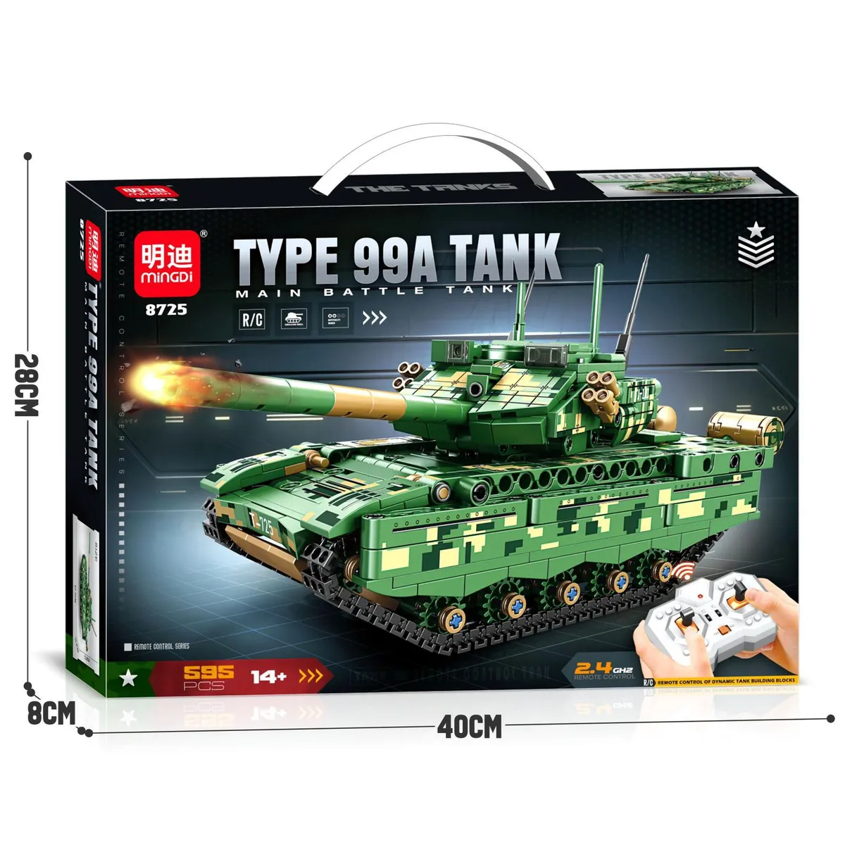 Klocki MINGDI Czołg Type 99A Zielony 595 elementów zdalnie sterowany