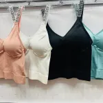 Top damski prążkowany z ozdobnymi ramiączkami w 4 kolorach