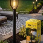 Lampa solarna ogrodowa czarna 78,5 cm z ciepłym światłem LED