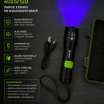 Latarka UV 4025/120 czarna z ładowaniem USB i aluminiową obudową