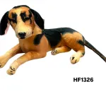 Pluszowy pies beżowo-czarny 48cm leżący