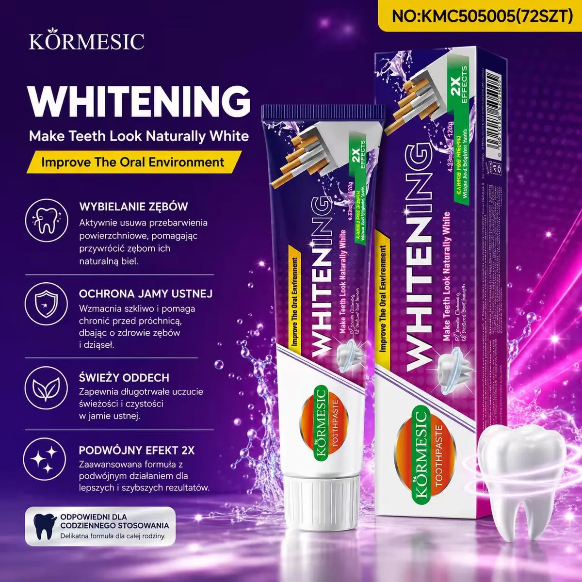 Körmesic Whitening pasta do zębów 120g z podwójnym efektem