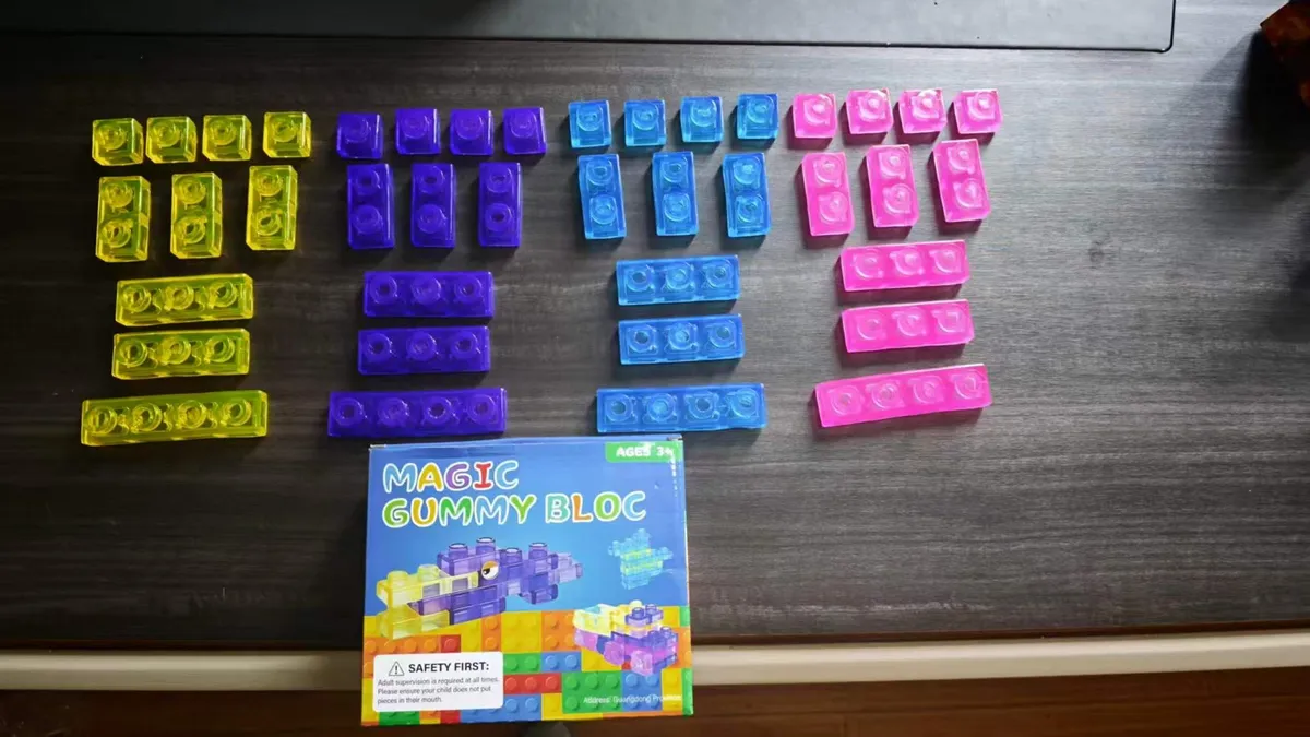 Klocki Magic Gummy Bloc przezroczyste kolorowe zestaw 36 sztuk