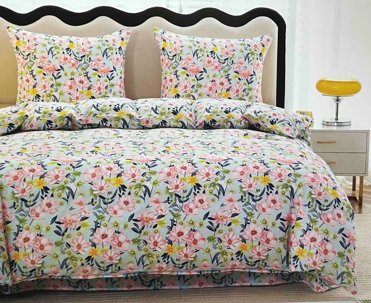 Komplet pościeli 3D satyna bawełniana 160x200 kwiaty pastelowe