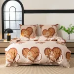 Komplet pościeli 3D z satyny bawełnianej 160x200 beżowo-brązowy