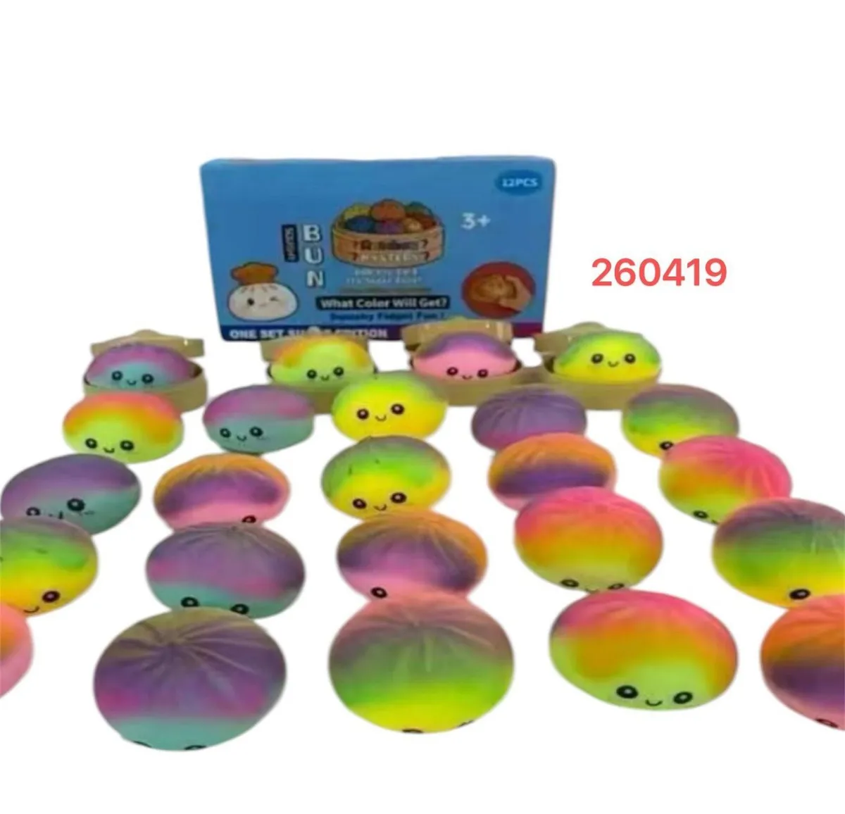 Kolorowe squishy bułeczki antystresowe 12 sztuk zestaw