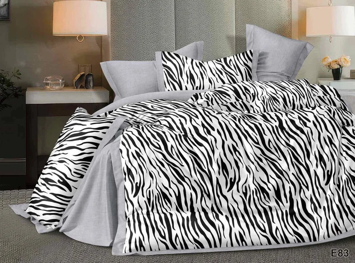 Komplet pościeli 5D Milano 160x200 czarno-biały wzór zebra