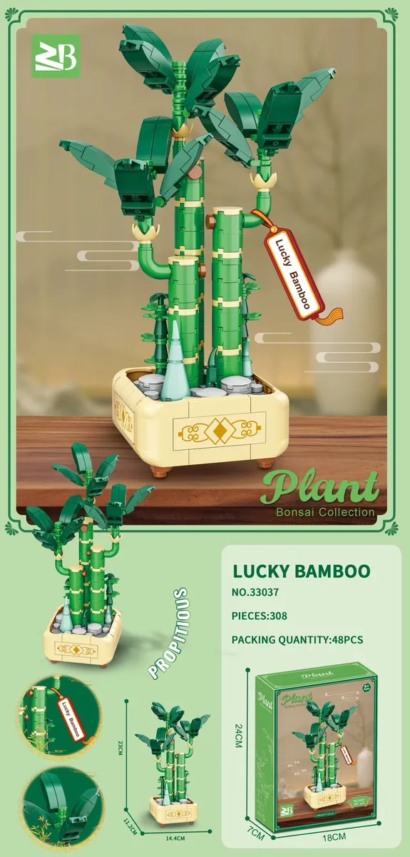 Klocki Lucky Bamboo Zielony Bonsai 23 cm z 308 elementów