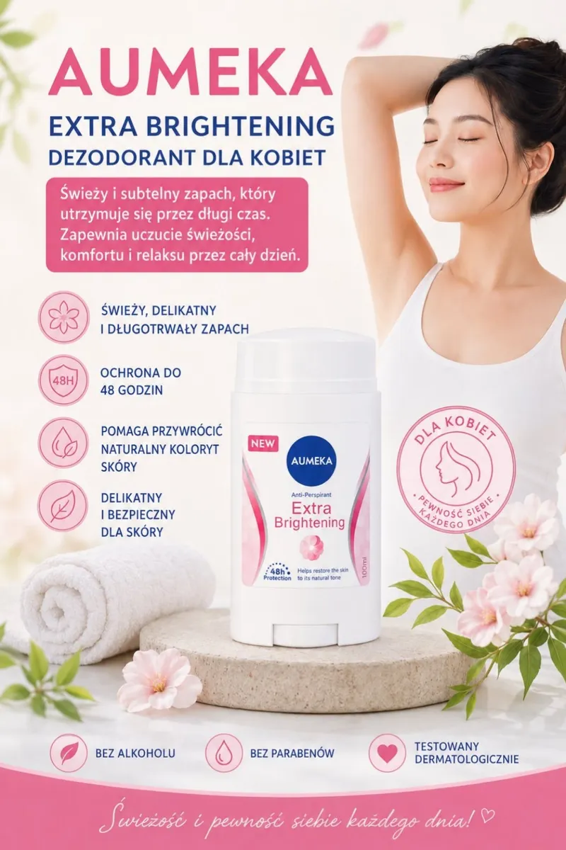 AUMEKA Extra Brightening dezodorant dla kobiet 100ml bez alkoholu