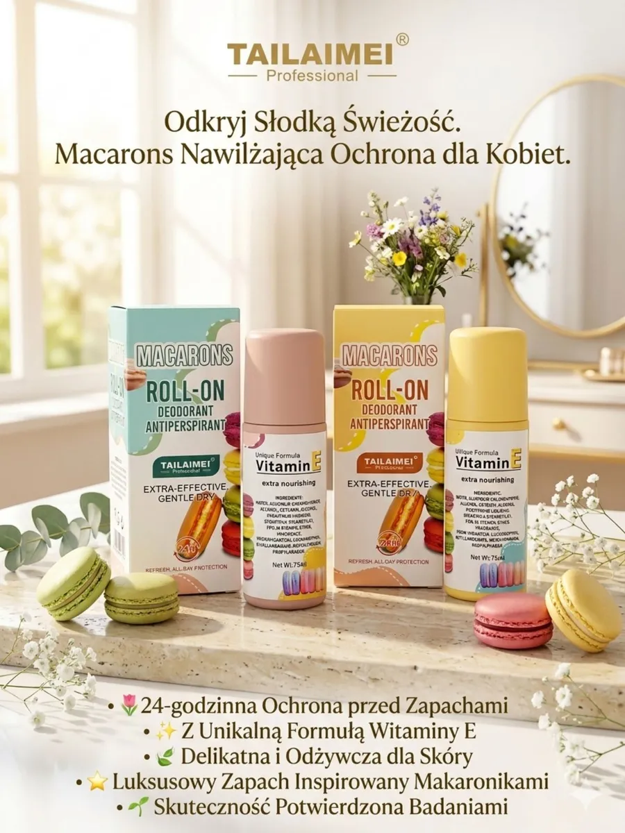 TAILAIMEI Macarons Roll-On Nawilżający Dezodorant z Witaminą E