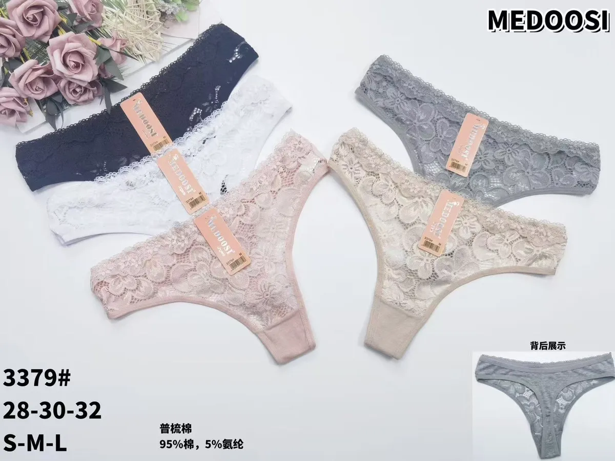 Koronkowe stringi damskie MEDOOSI w zestawie 5 kolorów S-M-L