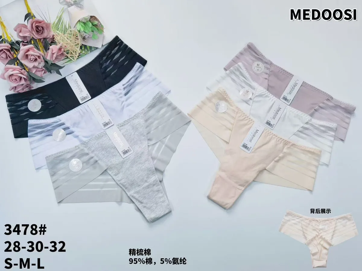 Majtki damskie MEDOOSI z bawełny 95% w pastelowych kolorach S-M-L