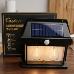 Lampa ścienna solarna LED z czujnikiem ruchu czarna
