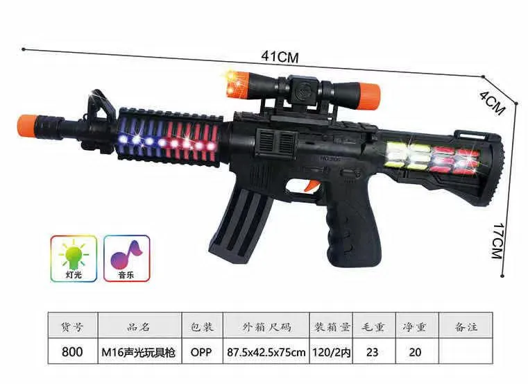 Karabin zabawkowy M16 czarny z podświetleniem i dźwiękiem 41 cm