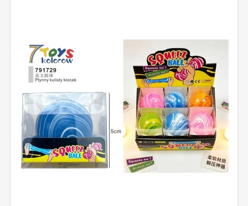 Płynny kulisty klocek Squeez Ball niebiesko-biały 5 cm