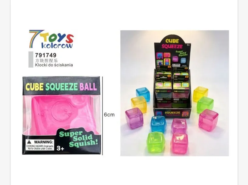 Klocki do ściskania Cube Squeeze Ball kolorowe 6 cm