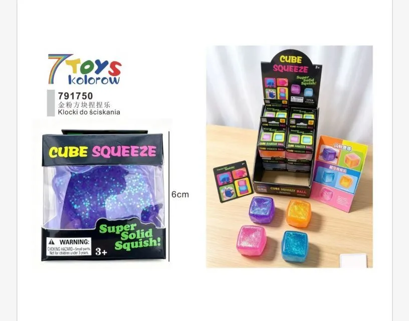 Klocki do ściskania Cube Squeeze kolorowe 6 cm