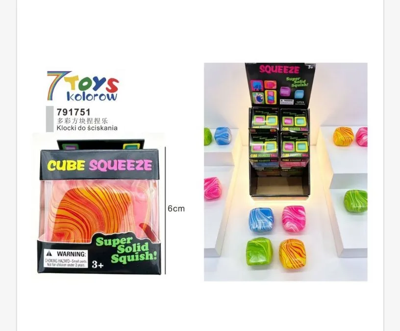 Klocki do ściskania Cube Squeeze kolorowe 6 cm