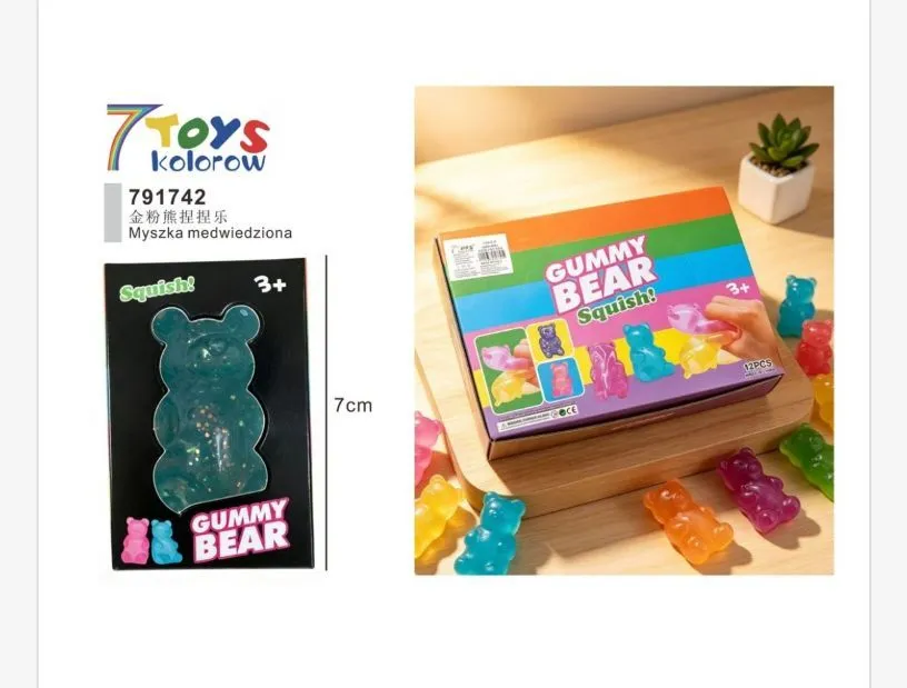 Squishy Miś Gummy Bear Zabawka Antystresowa 7 cm Kolorowa