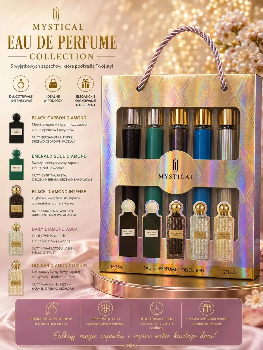 Mystical Zestaw Perfum 5x35ml - 5 unikalnych zapachów w eleganckim opakowaniu