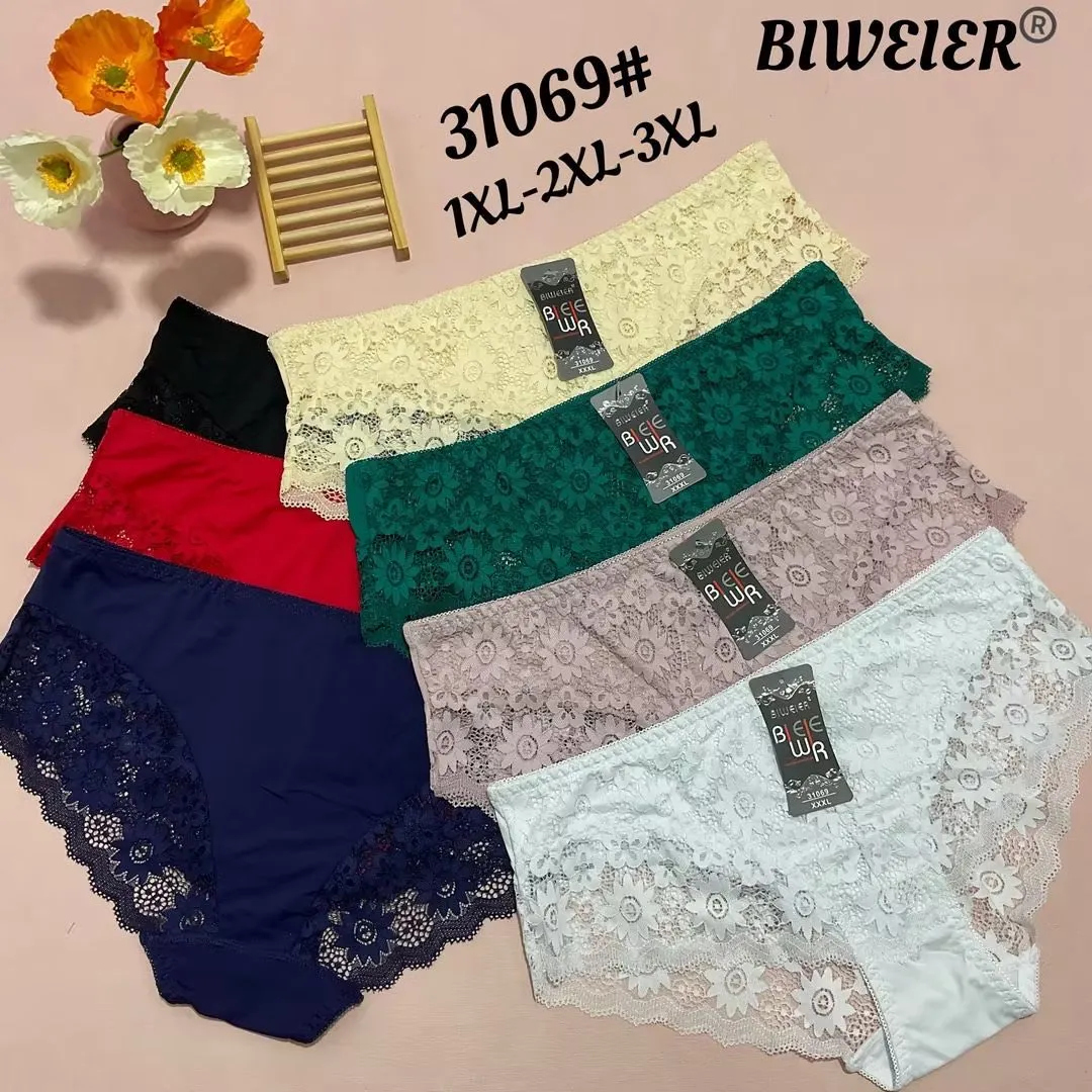 Majtki damskie koronkowe mix kolorów 1XL-3XL BIWEIER