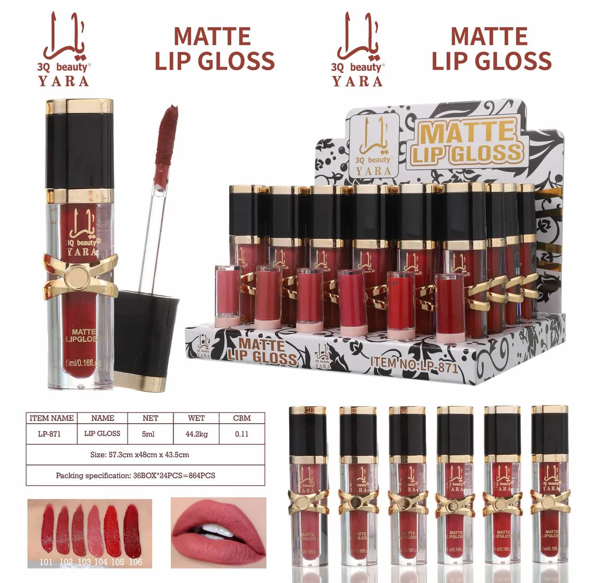 YARA Matte Lip Gloss matowa pomadka do ust 5ml różne odcienie
