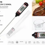 Cyfrowy termometr elektroniczny z sondą ze stali nierdzewnej czarno-czerwony