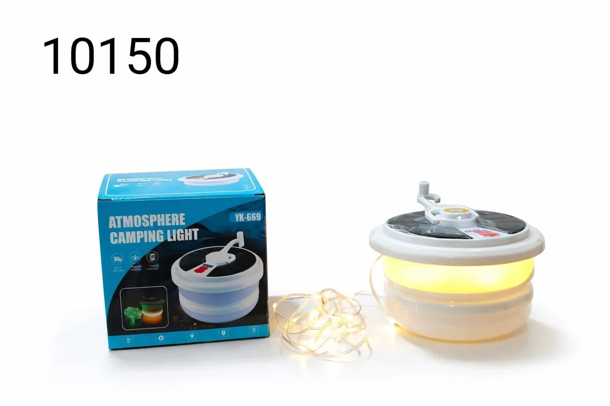 Składana lampka kempingowa z ładowaniem solarnym i USB biała