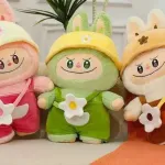 Pluszowa maskotka królik 20cm w kolorze różowym, zielonym i brązowym