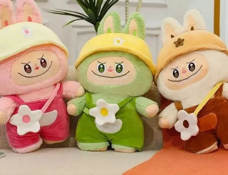 Pluszowa maskotka królik 20cm w kolorze różowym, zielonym i brązowym