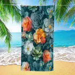 Ręcznik plażowy mikrofibra 70x140 cm wzór kwiatowy mix kolorów