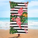 Ręcznik plażowy mikrofibra 70x140 cm flamingi i liście