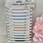 Zestaw 10 bransoletek z kryształowymi koralikami w pastelowych kolorach