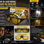 Okulary do jazdy nocnej z żółtymi soczewkami na okulary korekcyjne