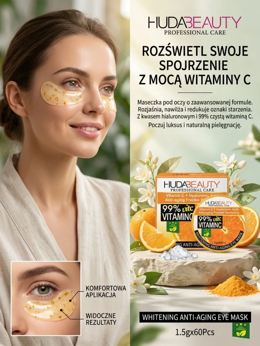 Huda Beauty Professional Care Maska pod Oczy z Witaminą C i Kwasem Hialuronowym