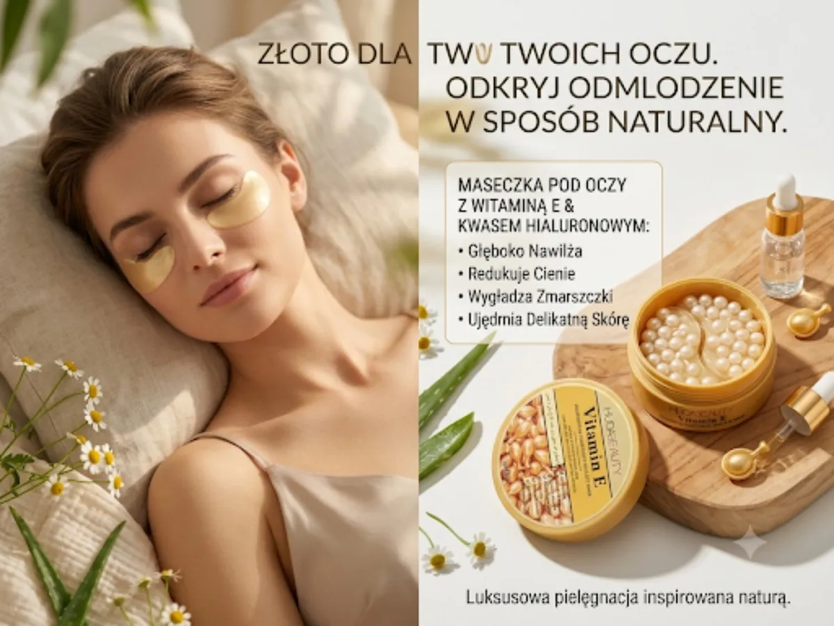 HUDA BEAUTY Złota maseczka pod oczy z witaminą E i kwasem hialuronowym