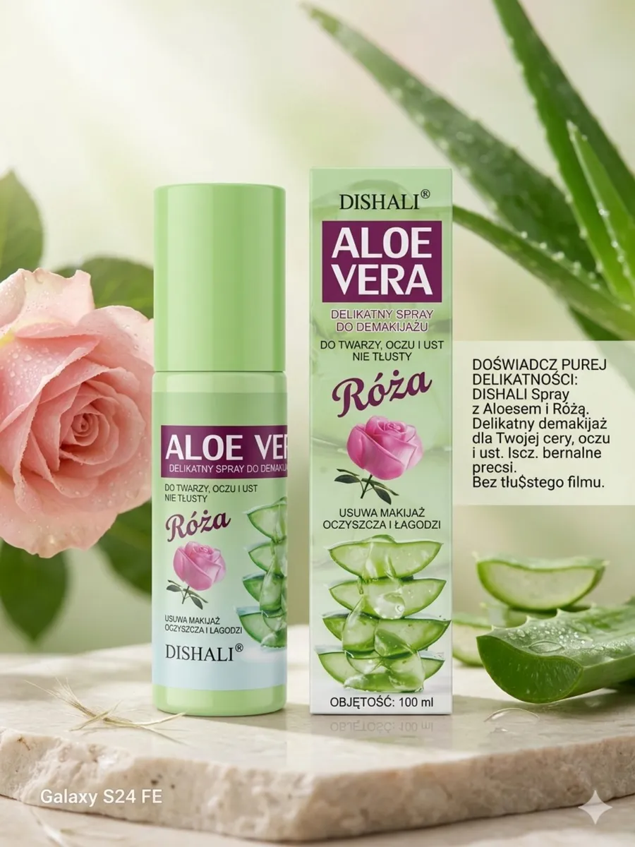 DISHALI Aloe Vera Róża spray do demakijażu 100 ml delikatny