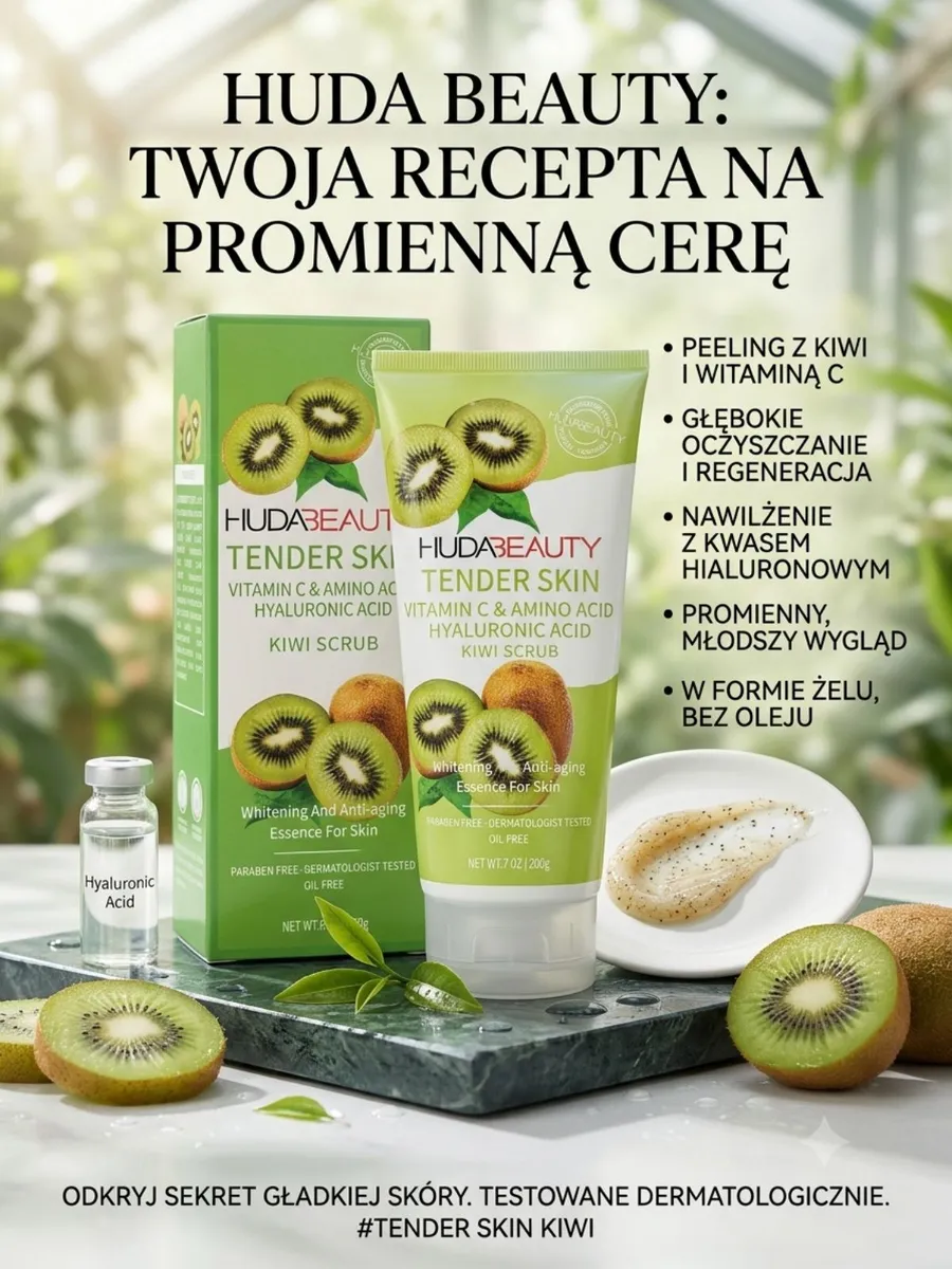 Peeling do twarzy i ciała HUDA BEAUTY Tender Skin Kiwi Scrub 170g